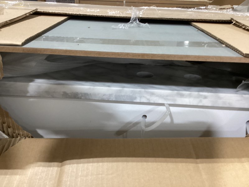 Condition photo showing As Is for allen +roth roveland 36-in white undermount single sink bathroom vanity