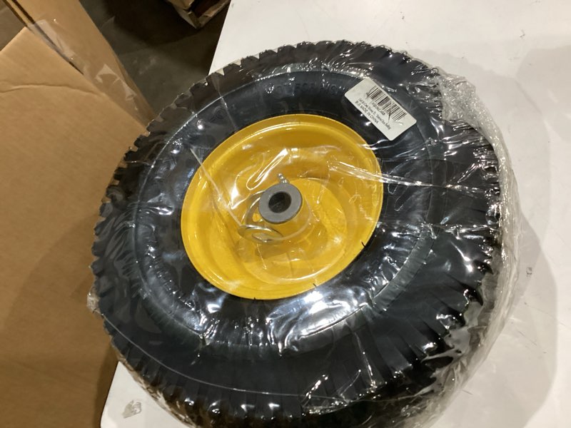 Condition photo showing Good Condition for 1pcs 15x6.00-6 lawn mower tires, 4 ply tubeless 15x6-6 front tire assembly replacement for craftsman/john deere/cub cadet riding mowers,570lbs capacity,3" offset hub,3/4" bushing 1p-15x6.00-6 tubeless (3" offset hub) 1
