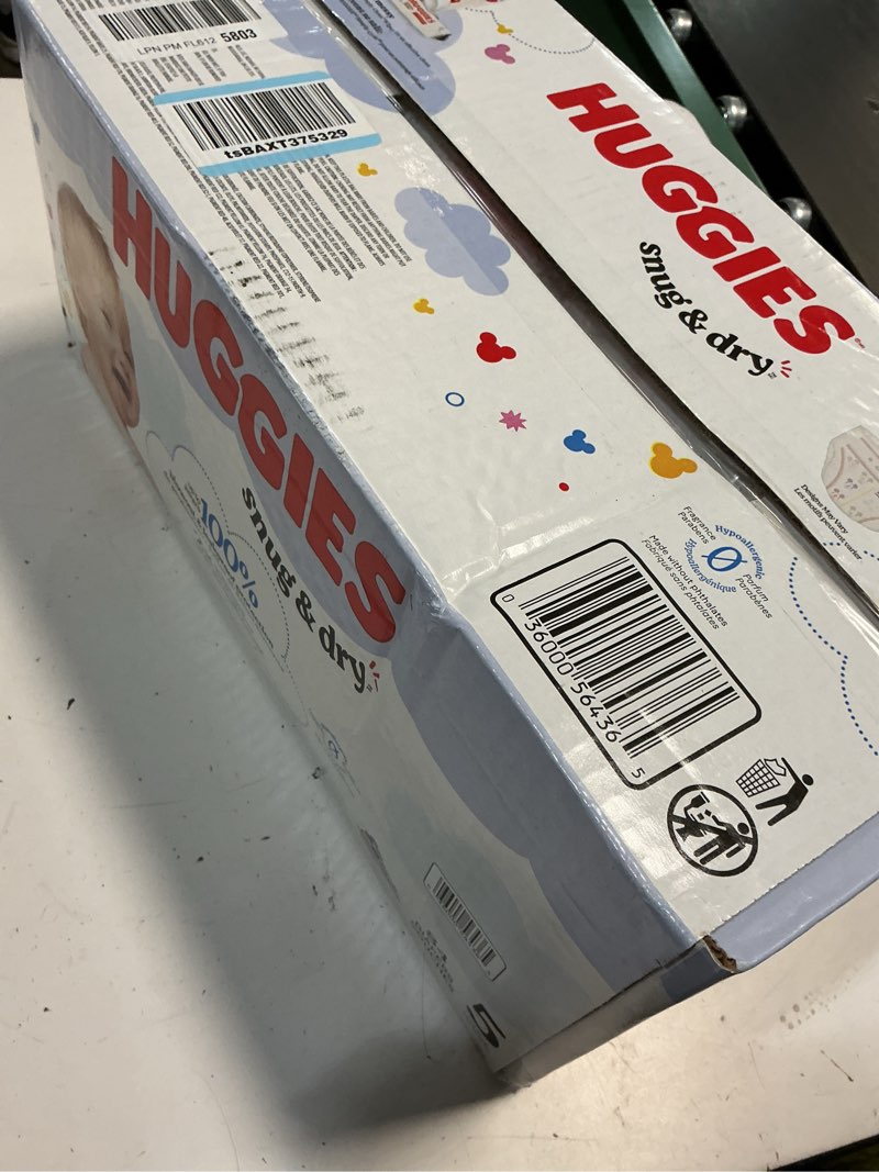 Condition photo showing New/Like New for huggies size 5 diapers, snug & dry baby diapers, size 5 (27+ lbs), 84 count, packaging may vary size 5 84