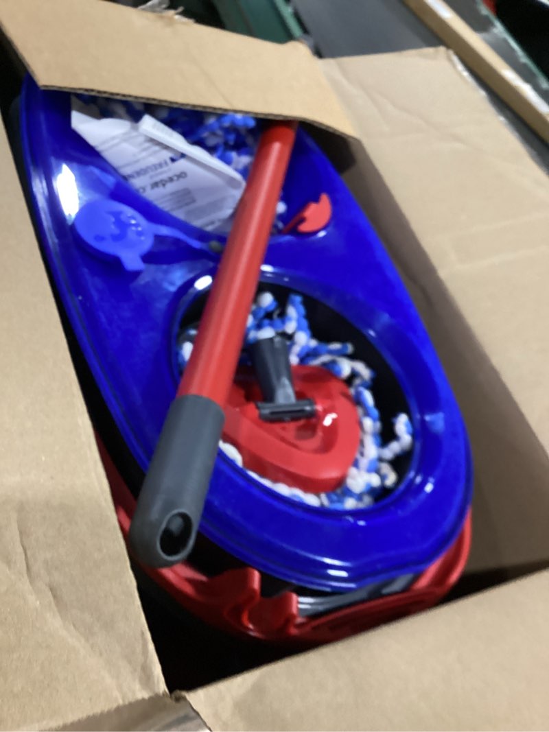 Condition photo showing As Is for o-cedar rinseclean spin mop & bucket system + 2 extra mop heads | clean with water | removes 99% of bacteria rinseclean spin mop & bucket + 2 extra refills cleaning system
