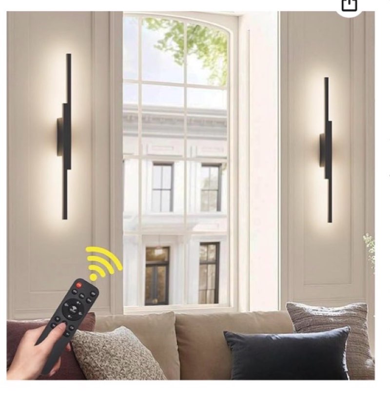 Aipsun Black Wall Sconces Set of Two Battery Operated Wall Sconces 3000K-6000K Dimmable LED Wireless