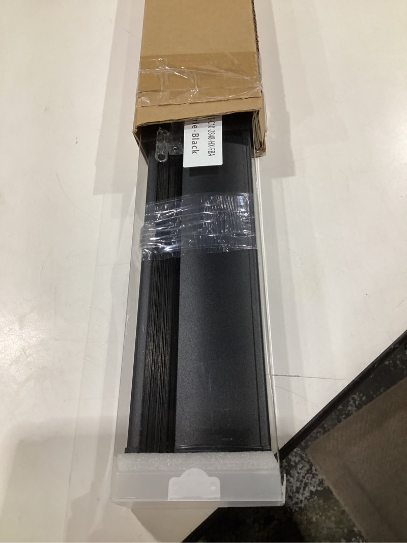 Condition photo showing As Is for Blackout Shades for Windows, Color-Matched Roller Blinds, UV Protection, Thermal Insulation Fabric Room Darkening Shades for Home, Office, Black, Custom Size. 28 W x 48h