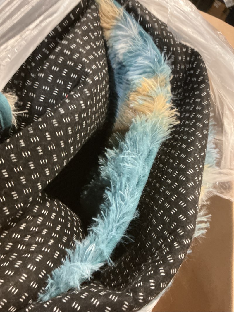 Condition photo showing Good Condition for abstract rugs for living room, 6x9 area rug for bedroom girls kids room, fluffy blue and yellow shag carpet, soft non slip aesthetic decor for home 6' x 9' (rectangular) abstract