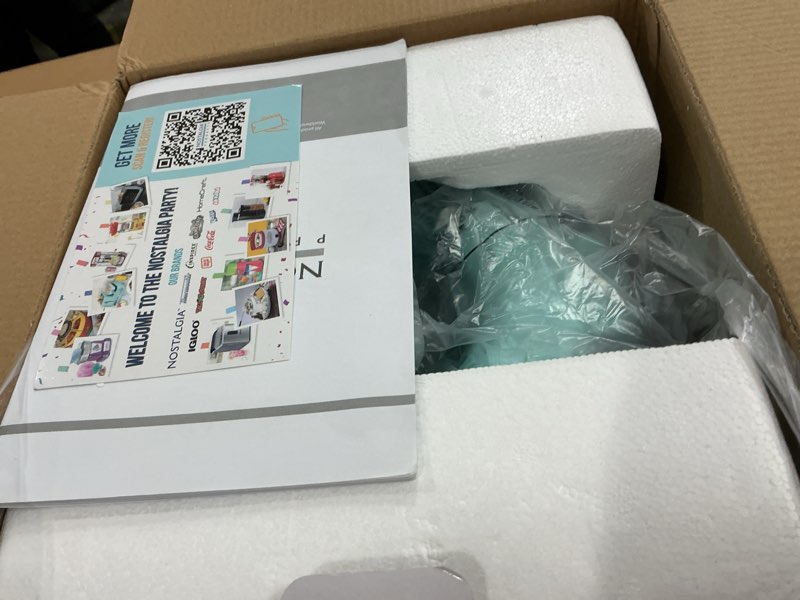 Condition photo showing New/Like New for Nostalgia Electric Ice Cream Maker with 2-Qt Double Insulated Gel Canister & Stainless Steel Base - Makes Sorbet, Soft Serve, and Frozen Yogurt - Aqua 2 QT Aqua