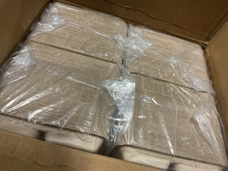 Condition photo showing Good Condition for jolly chef compostab compartment paper plates heavy duty natural divided disposable eco-friendly biodegradable food trays for party lunch dinner christmas 11*8in-500pack brown