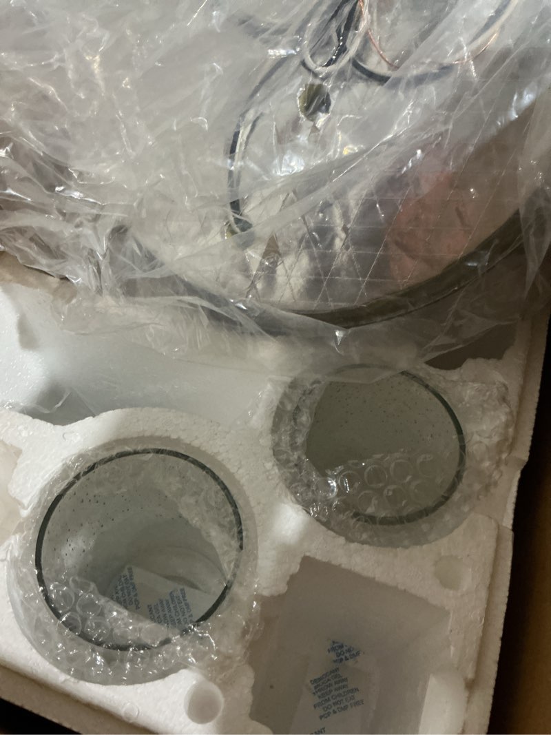 Condition photo showing As Is for kichler barrington 3-light 11.5-in distressed black flush mount light