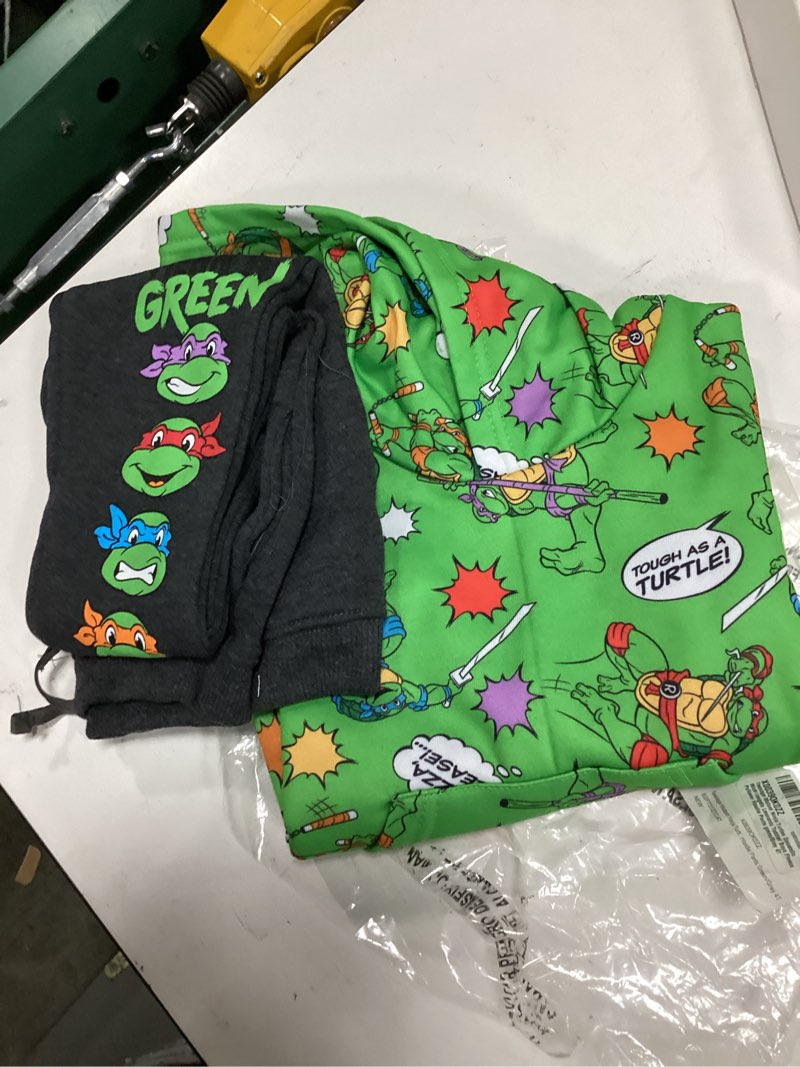 Condition photo showing Good Condition for teenage mutant ninja turtles fleece pullover hoodie and pants outfit set toddler to big kid sizes (2t - 18-20) 4t green / gray