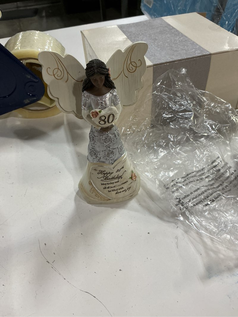 Condition photo showing New/Like New for pavilion gift company - happy 80th birthday - 6" ebony african american angel figurine religious best friend bestie bff god jesus lover christian christ gift present 82486