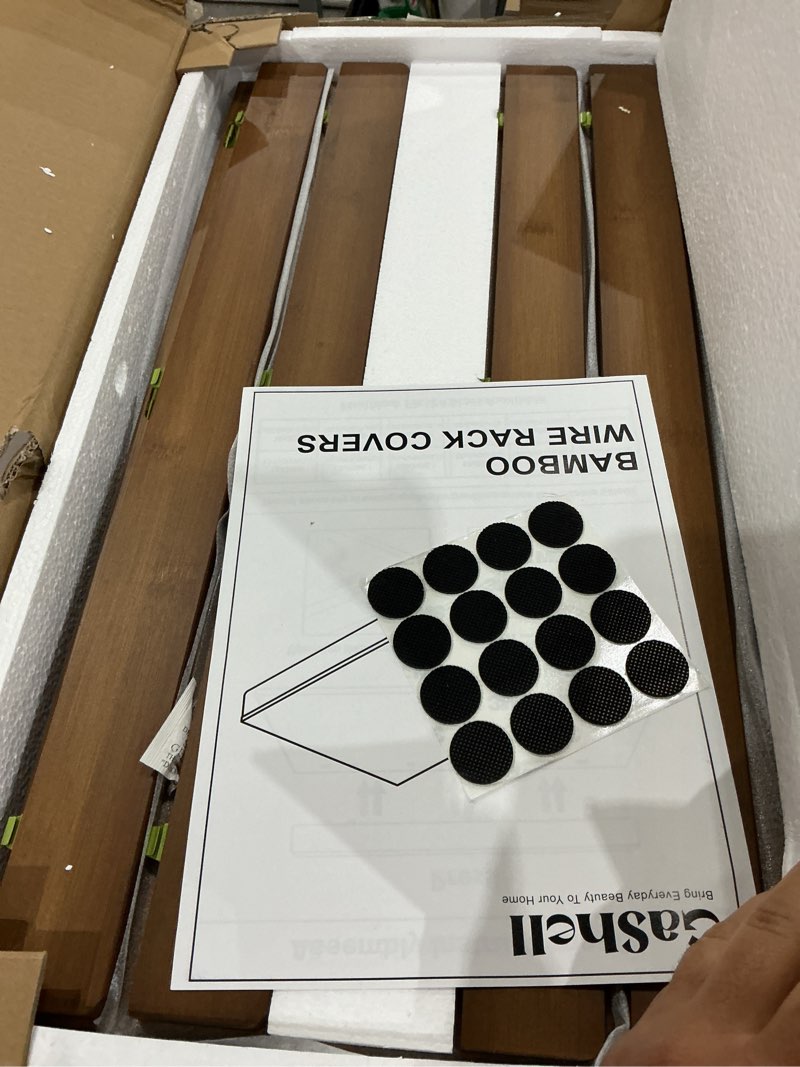 Condition photo showing Good Condition for gashell wire shelf covers, bamboo wire rack covers for pantry, closet (4pcs, 24" w x 12" d) 24"w x 12"d 4