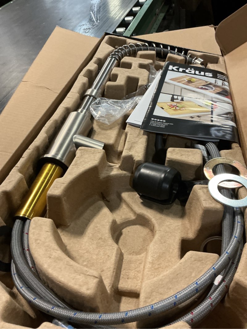 Condition photo showing Good Condition for KRAUS Bolden Commercial Style 2-Function Single Handle Pull Down Kitchen Faucet in Spot-Free Stainless Steel, KPF-1610SFS Spot-Free Stainless Steel Commercial Style