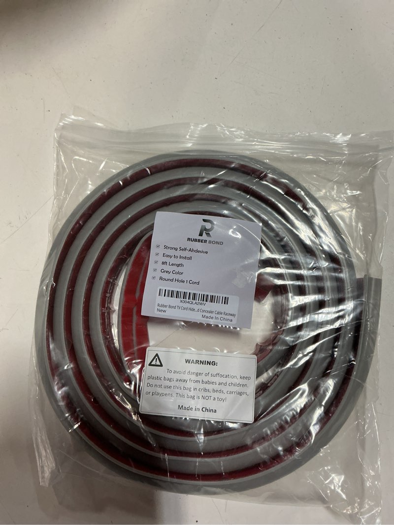 Condition photo showing New/Like New for rubber bond tv cord hider cable protector - strong self adhesive wall cord cover cable hider - low profile cable management wall cord concealer cable raceway grey 8 feet 1 cord