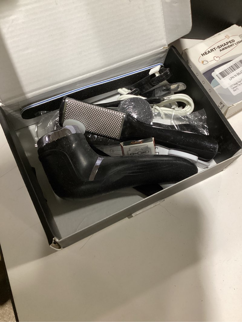 Condition photo showing New/Like New for Electric Callus Remover for Feet with Vacuum, Professional Pedicure Tools Kit, Rechargeable Waterproof Foot File for Foot Care Deadskin Remover with 3Heads&2Speed,LCD Display Black Electric Callus Remover +10in1