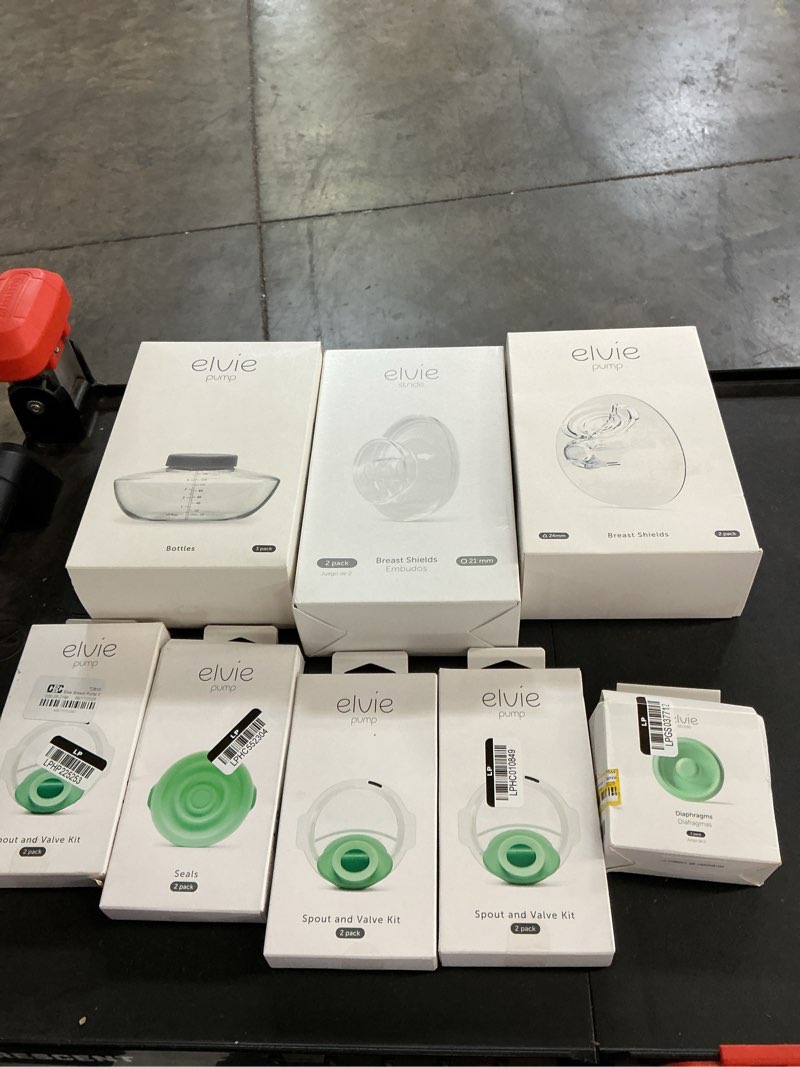 Condition photo showing As Is for assorted elvie breast pump essentials 