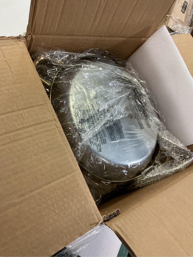Condition photo showing Good Condition for chafing dish buffet set 4 pack, 5qt gold round chafing dishes for buffet, high grade chafers and buffet warmers sets with glass lid, rolled-edge food warmers for parties, weddings, catering gold-glass lid-4 pack-5qt