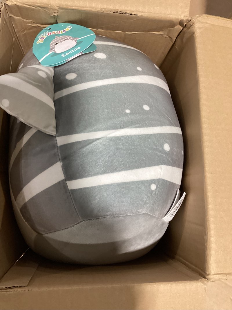 Condition photo showing Good Condition for Squishmallows Original 14-Inch Sachie Grey Striped Whale Shark with White Belly - Large Ultrasoft Official Jazwres Plush