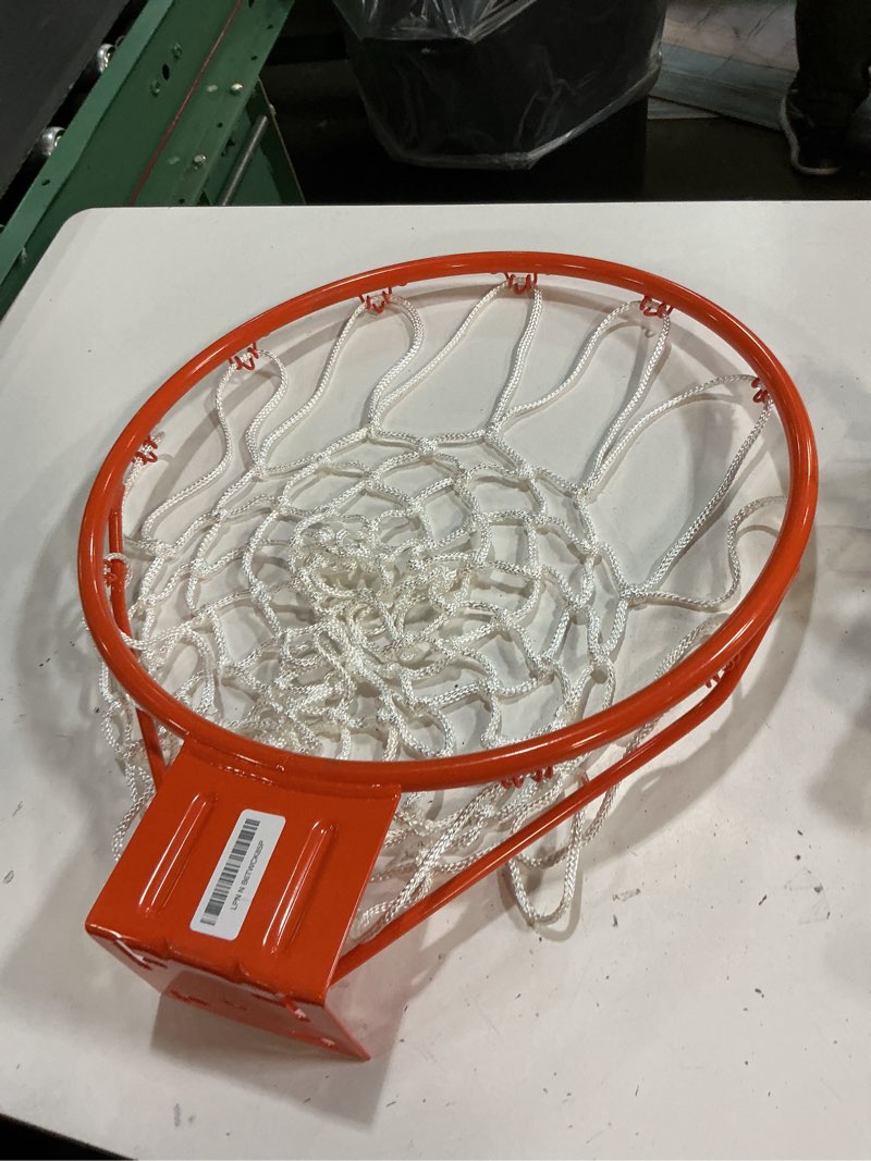 Condition photo showing As Is for gosports regulation 18" steel basketball rim - choose from fixed or breakaway - use for replacement or garage mount