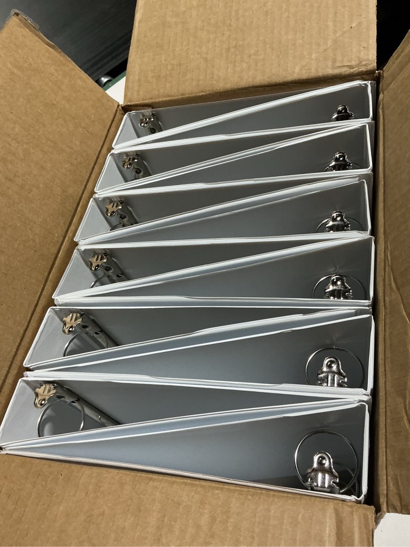 Condition photo showing item condition for Office Essentials Economy View 3 Ring Binders, 1.5" Round Rings, 2.1" Spine, 275-Sheet Capacity, White Binders (12-Pack of 03426)