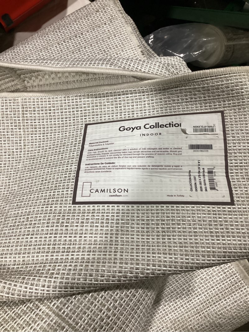 Condition photo showing Good Condition for easy jute rug 6x9, indoor outdoor off-white farmhouse area rugs for living room patio and kitchen rug, solid woven design, easy-cleaning, non slip washable outside carpet (6 x 9) basketweave/bone 6' x 9' (rectangular)
