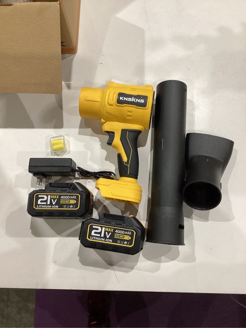 Condition photo showing Good Condition for similar)))))))handheld leaf blower cordless with 45000rpm turbo blower 2pcs batteries an adapter charger and two types of air ducts yellow