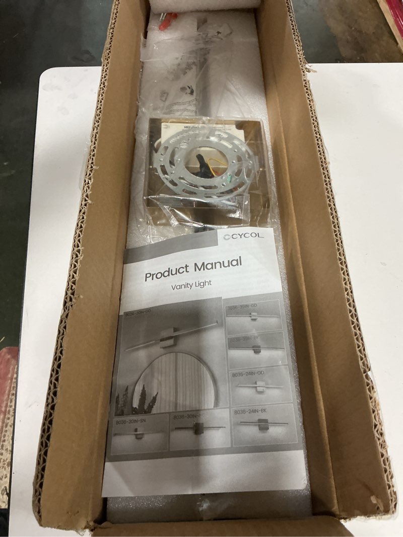 Condition photo showing Good Condition for Gold Bathroom Light Fixtures Over Mirror 24 inch 18W LED Vanity Lights for Bathroom Modern Bath Sconces Wall Lighting 3500K Warm Light for Paintings Gold 24INCH