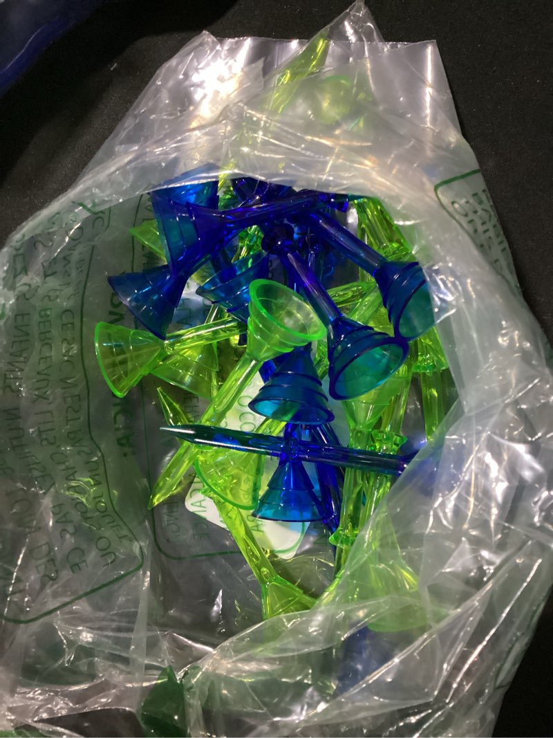 Condition photo showing As Is for tovii 3-1/4" big cup plastic golf tees 40 pack?excellent durability and stability tees |golf plastic tees reduced friction & side spin blue+green(3-1/4")