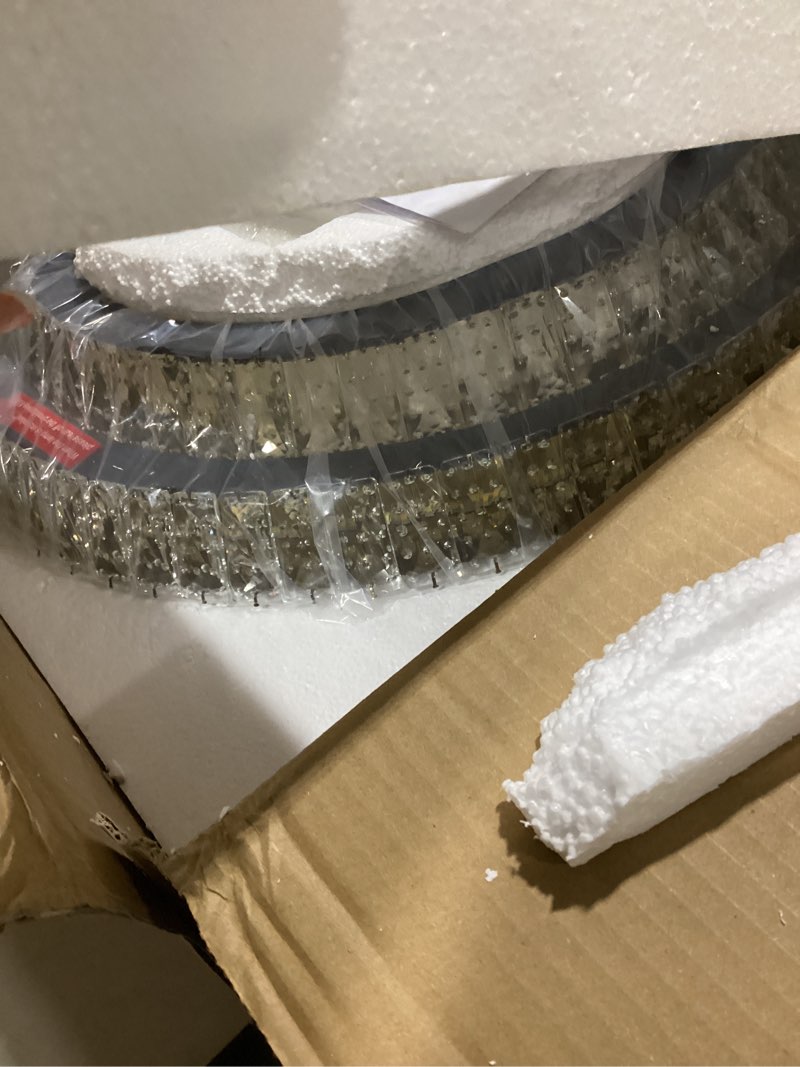 Condition photo showing Good Condition for 24 inch Flush Mount Crystal Chandelierse with Remote and APP Gold, Modern Elegant LED Crystal Raindrop Ceiling Light Fixtur, 3CCT Dimmable, for Living Room Kitchen Island Bedroom Entryway Foyer Gold 24 inch