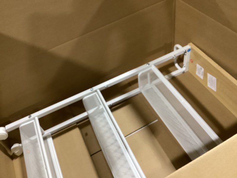 Condition photo showing Good Condition for VASAGLE Slim Rolling Cart, 4-Tier Storage Cart, Narrow Cart with Handle, 5.1 Inches Deep, Metal Frame, for Kitchen, Dining Room, Living Room, Home Office, Oak Beige and Classic White ULRC032W09 4 Tiers (5.1"D x 30.3"H) Oak Beige + Classic White