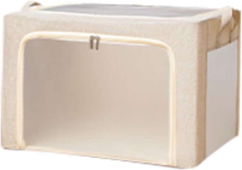 SwePer Clothes Storage Organizer, Stackable Storage Bins with Steel Frame, Foldable Clothing Storage Box, Clear Window for Bedding, Blankets, Toys, Books Organizer