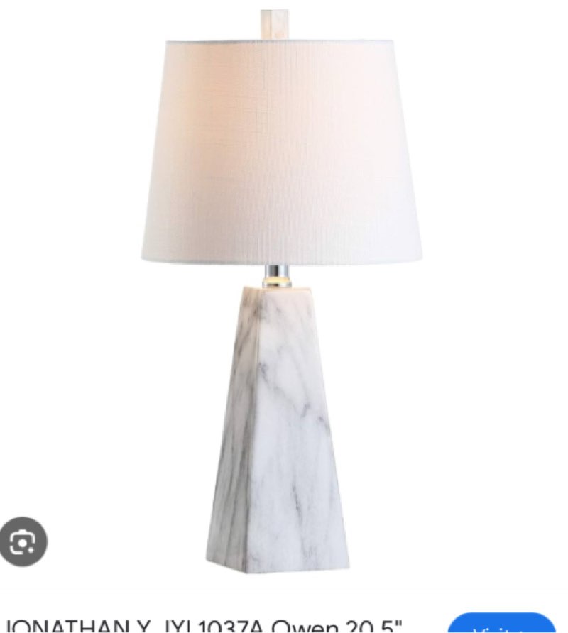 jonathan y jyl1037a owen 20.5\\\" resin led table lamp, contemporary, office, living room, family room, dining room, bedroom, hallway, white marble finish