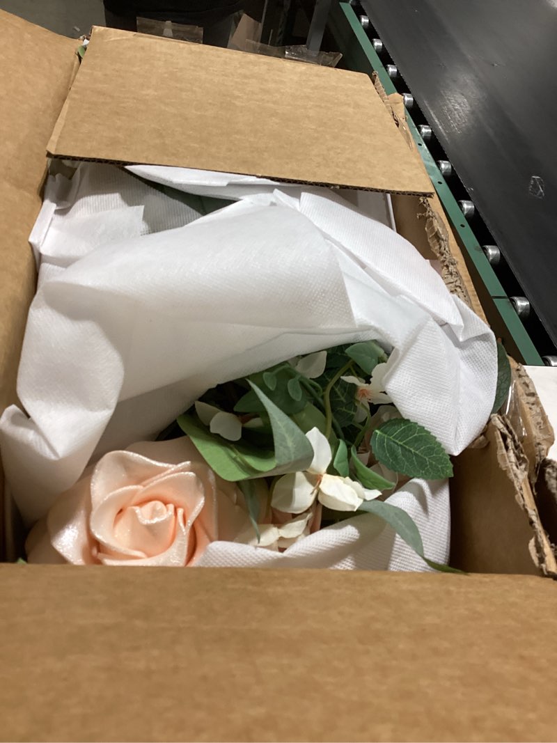 Condition photo showing Good Condition for ling's moment 41" tall ground flowers for wedding decor, 2pcs free standing artificial flowers arrangements, aisle chair backdrop decoration for garden arch entryway ceremony reception, blush & cream pk-blush & cream 41" tall x 22" cross