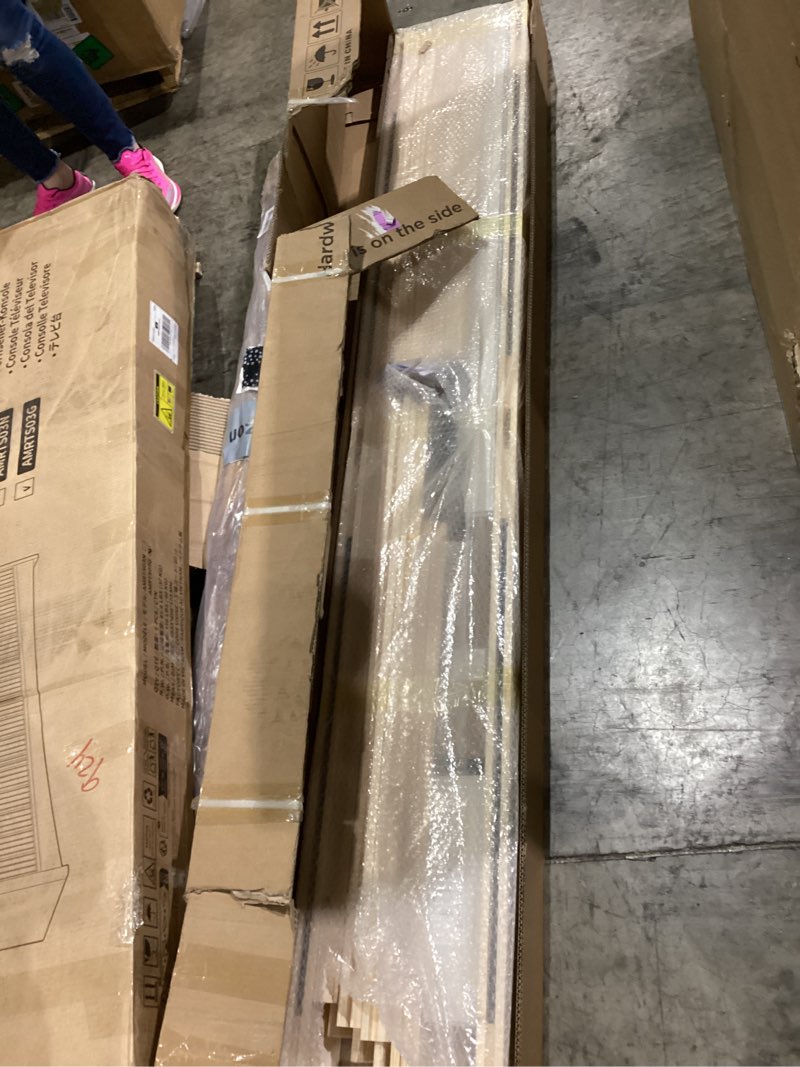 Condition photo showing New/Like New for smartstandard 48in x 84in sliding barn door with 8ft barn door hardware kit included, unfinished solid spruce wood door, assembly required, diy, stainable, natural