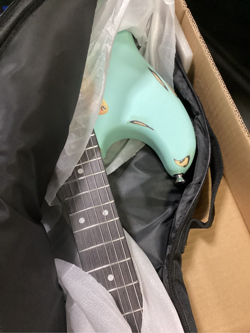 Condition photo showing Good Condition for BAHAMUT 39" Solid Body Electric Guitar, Guitarra Eléctrica with Red&Blue California Coastline Style Relic Finish, Canadian Maple Neck&Purpleheart Fingerboard, SSS Pickups&Locking Tremolo Bridge