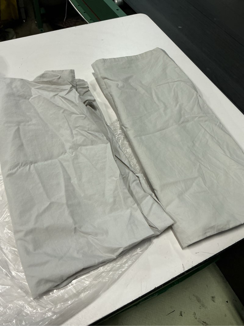 Condition photo showing As Is for organic crisp percale pillowcase set king, light grey