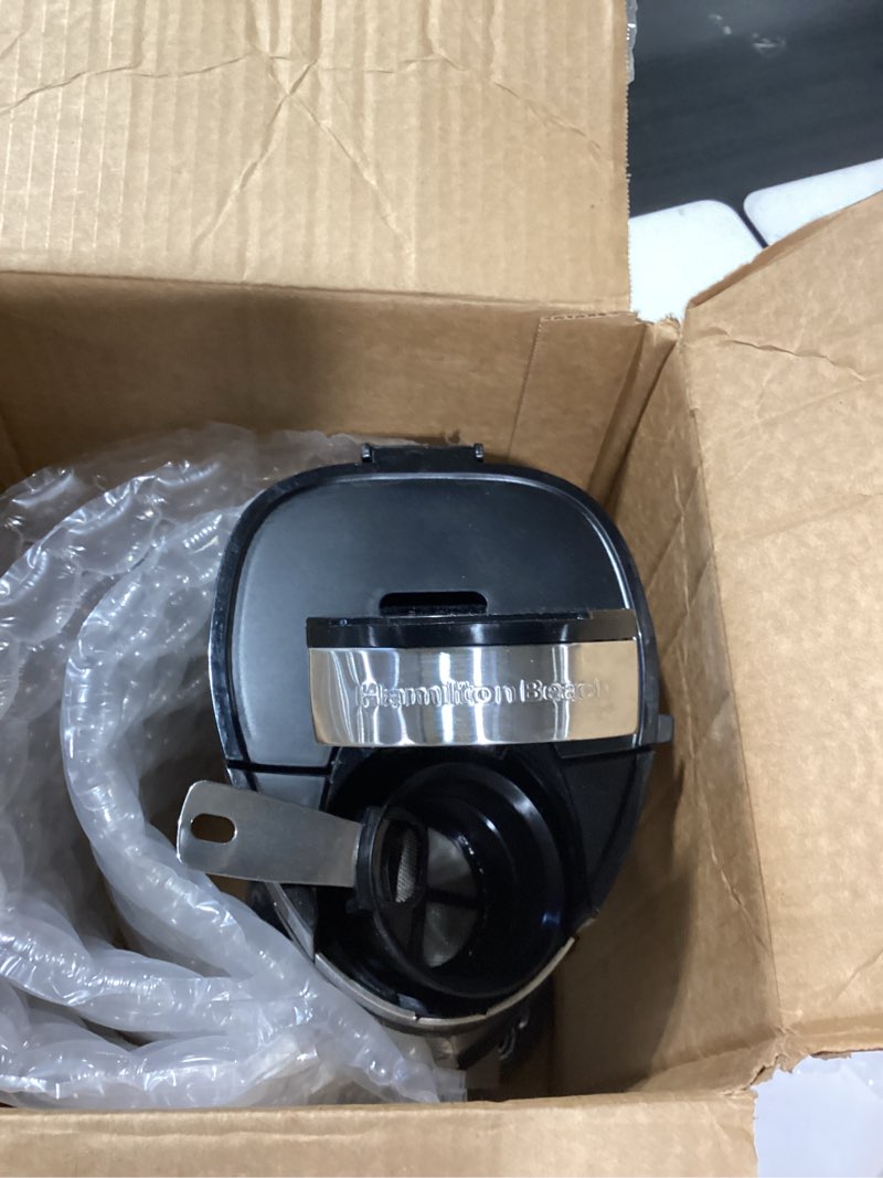 Condition photo showing Good Condition for hamilton beach the scoop single serve coffee maker & fast grounds brewer for 8-14oz. cups, brews in minutes, 40oz. removable reservoir, stainless steel (49987),silver