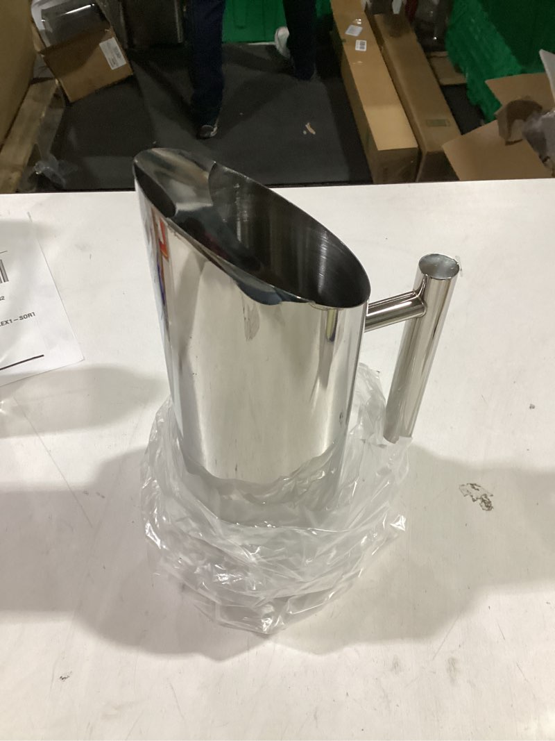 Condition photo showing Good Condition for Hiceeden Stainless Steel Water Pitcher, 51oz/1.5L Modern Metal Pitcher with Ice Guard, Silver Carafe Drink Pitcher with Handle, Beverage Container for Iced/Hot Tea, Juice, Coffee, Milk 51 Ounces