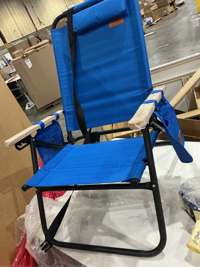 Condition photo showing Good Condition for anyoker camping chair, 2 way compact backpacking chair, portable folding chair, beach chair with side pocket and headrest, lightweight hiking chair sdtjy ?blue?
