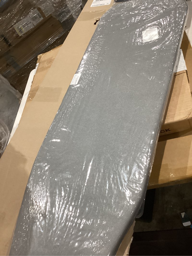 Condition photo showing New/Like New for classic ironing board 43" x 13" w/with iron rest | full metal construction| height adjustable | heat & scorch resistant fabric | anti-skid feet | easy to fold (dark grey)