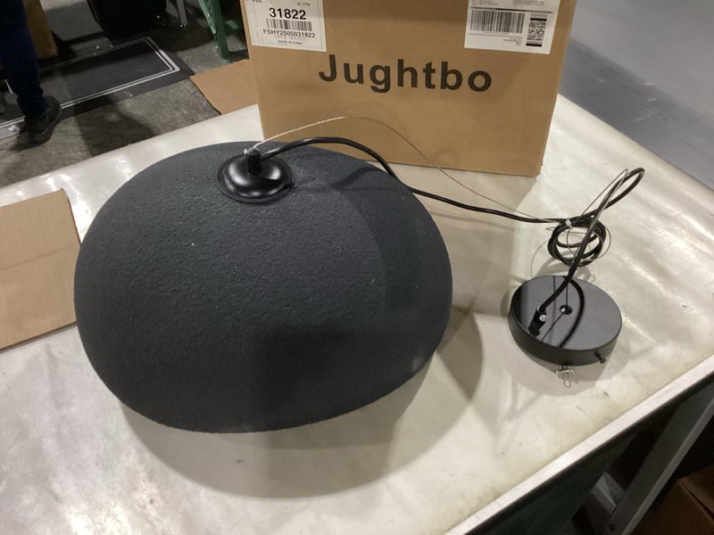 Condition photo showing New/Like New for 15.7 Inch Pendant Light Fixture for Kitchen Island Dining Room,Japanese Wabi-Sabi Style Bird Nest Shape Hanging Lamp,Black Black 15.7inch