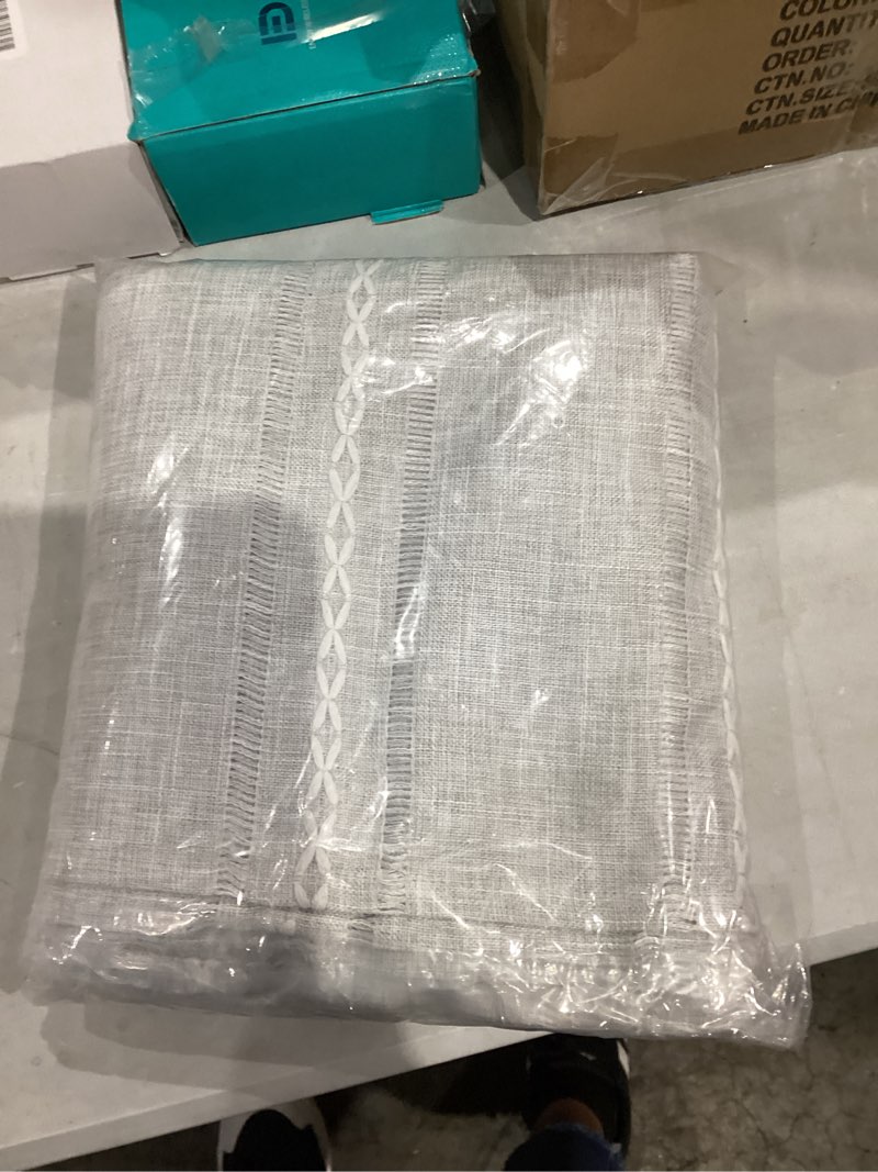 Condition photo showing New/Like New for Horaldaily Light Grey Cotton Blend Tablecloth 60×84 Inch Rectangular, Farmhouse Style, Wrinkle Resistant Washable Table Cloth, Hemstitched Embroidery Table Cover for Home 60" x 84" (Rectangular) Light Grey