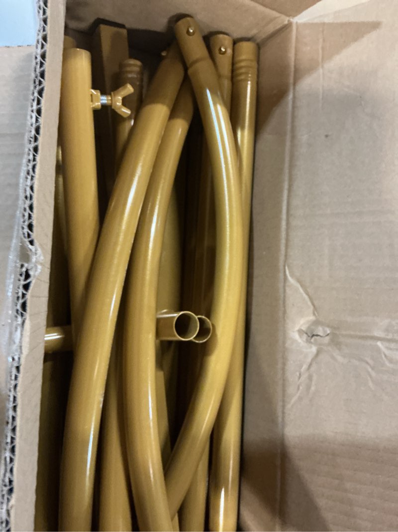 Condition photo showing As Is for Metal Arch Backdrop Stand, Set of 3 (4ft / 5ft / 6ft) Gold Arch Backdrop with 12 Ground Nails, Stable Arched Background Stand for Wedding, Baby Shower, Birthday Party, Photography 4/5/6 ft