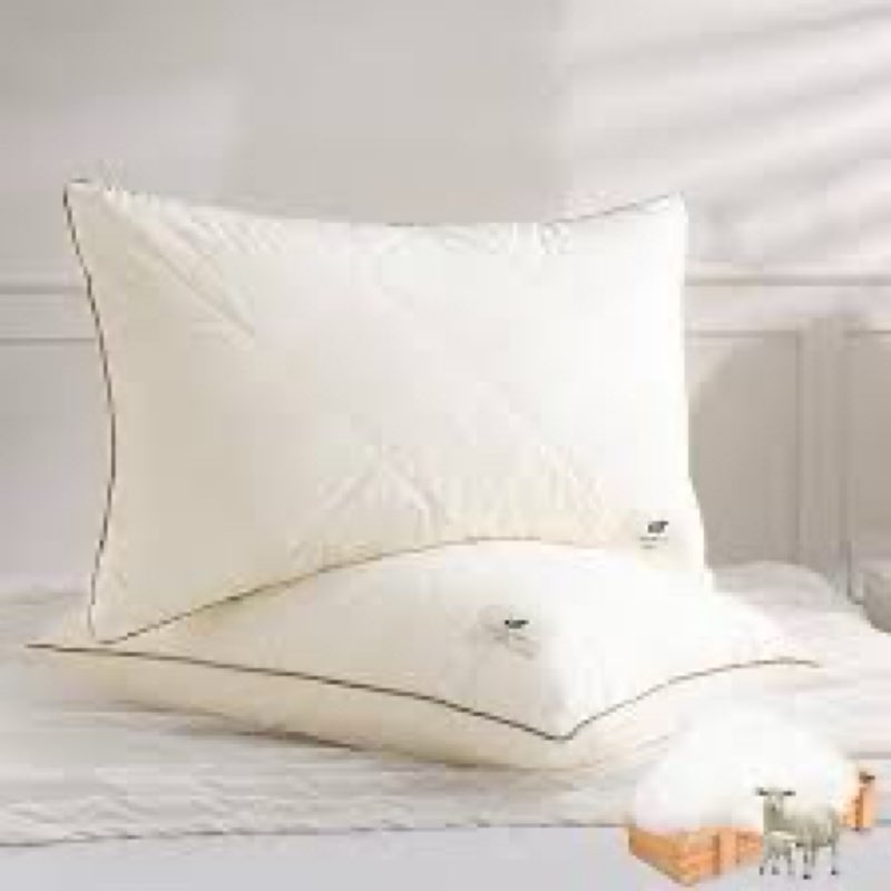 your moon organic soft wool pillow standard size set of 2, support soft bed pillows for sleeping, pr