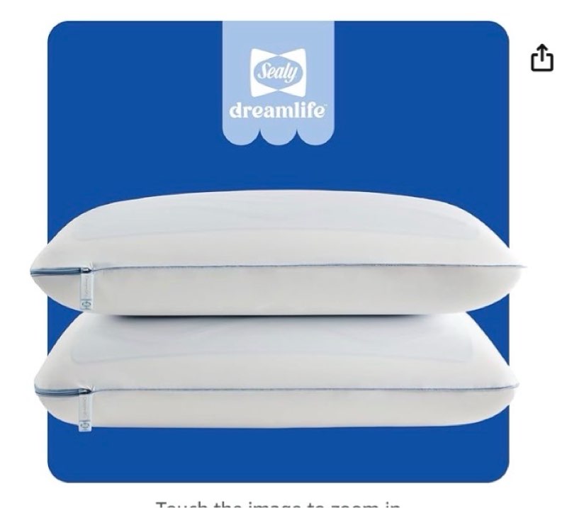 SEALY Dreamlife US Size Memory Foam SealyChill Cooling Gel, Removable Machine-Washable Cover, Made in The USA (2 Pack) Pillow, Standard I Dual Pack, White 2 Count