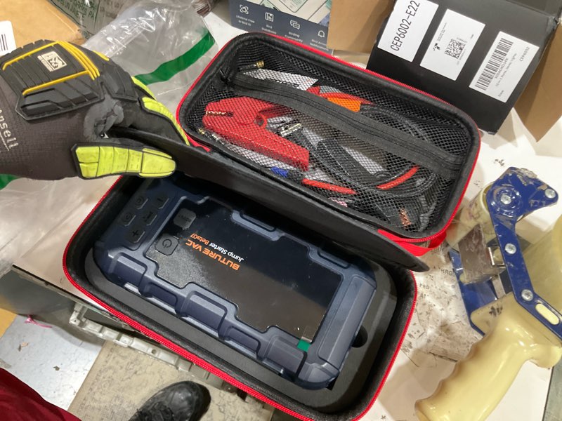 Condition photo showing Good Condition for portable 10-in-1 car battery jump starter with air compressor 8000a 160psi 45w charger, jump starter jump box (all gas 14l diesel), car battery jumper starter portable jumper cables, gloves, lights