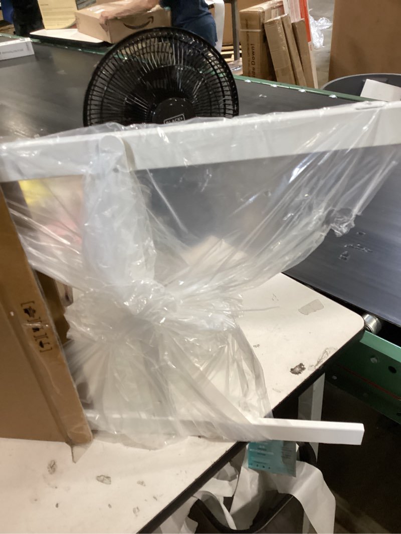 Condition photo showing As Is for white wire grid display legs - set of 2 (for use with any existing 2’w grid or slat grid panels)