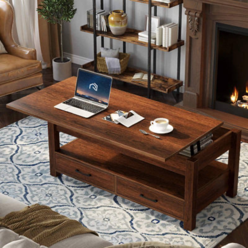 eoghan lift top coffee table with 2 drawers