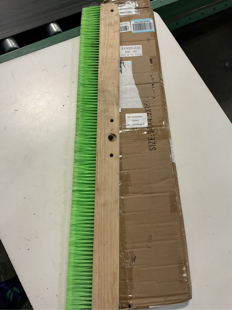 Condition photo showing Good Condition for 1 pcs 36 inches green concrete broom finishing soft without handle soft flow through brush with mounting threads for concrete finishes, hard floors, yards 1 36 inches
