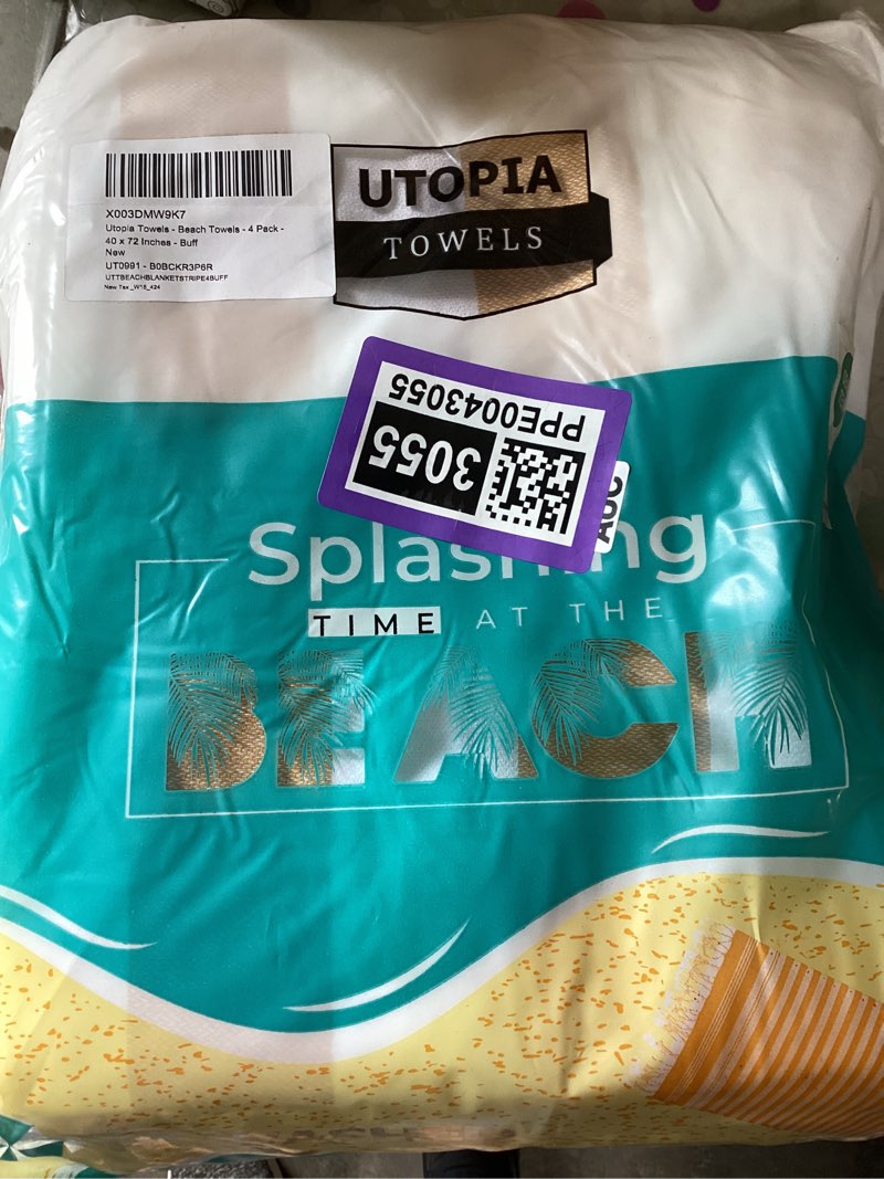 Condition photo showing New/Like New for utopia towels - 4 pack turkish beach towel (40 x 72 inches) - 100% cotton oversized sand free lightweight quick-dry turkish towel, prewashed for soft feel, large peshtemal towel for travel (buff)