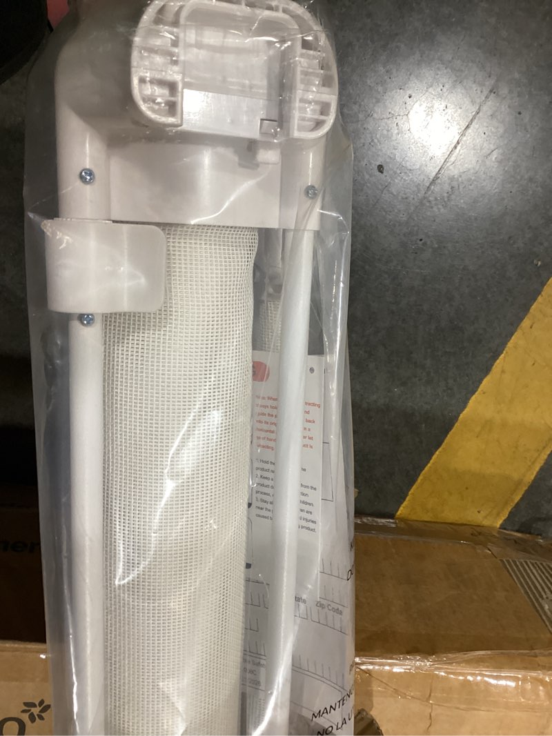 Condition photo showing Good Condition for upgrade 150 inch retractable baby gates, ezigo extra wide baby gate for large opening extra long mesh gate for kids or pet dog gate child safety gate for stairs hallways doorway indoor outdoor, white white 34'' x 150''