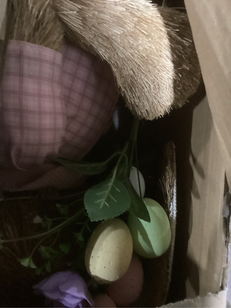 Condition photo showing Good Condition for dr.dudu 4ft outdoor easter decorations for porch & home, extra large easter bunny-sisal rabbit, standing tall bunny statue with eggs for outside, spring decor (girl)