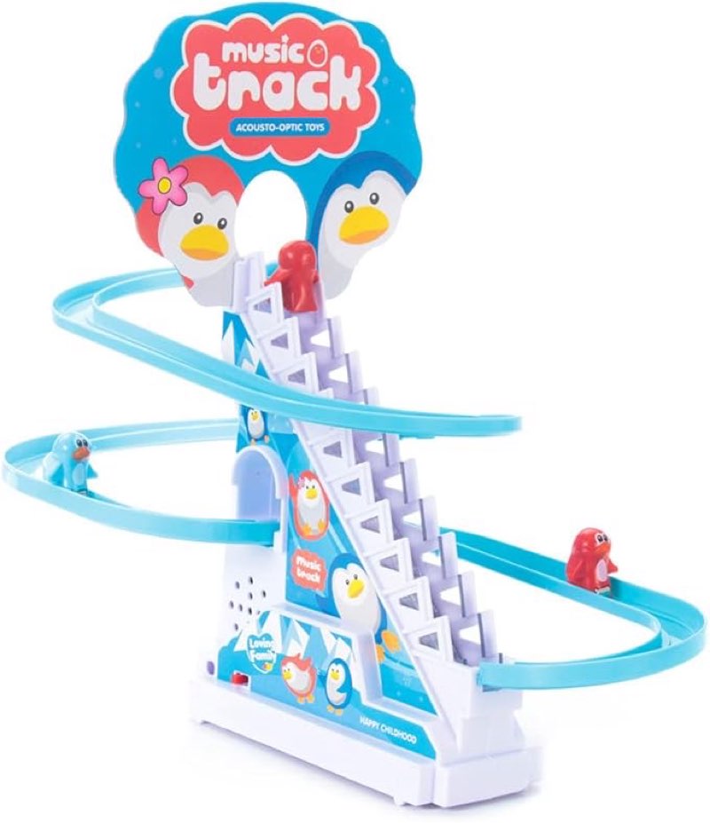 QUENTRO Penguin Slide Toy Set – Stair Climbing Roller Coaster with Sliding Tracks, 9 Racing Penguins